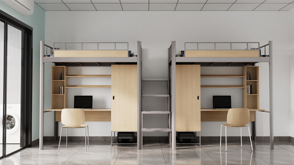 上面是床下面是桌子的學生宿舍床你喜歡嗎